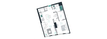 a floor plan of a small house with a bedroom and a living room