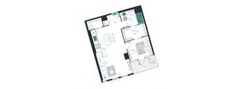 floor plan of a 1 bed 1 bath apartment