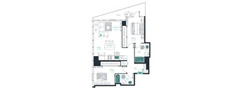 floor plan of a 2 bed 2 bath apartment
