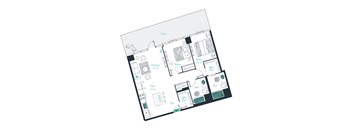 floor plan of a 2 bed 2 bath apartment
