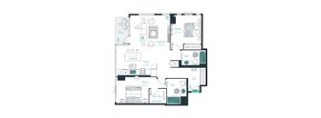 floor plan of a 2 bed 2 bath apartment