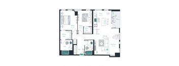 floor plan of a 2 bed 2 bath apartment
