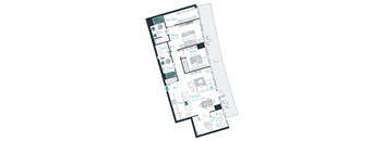 floor plan of a 2 bed 2 bath apartment