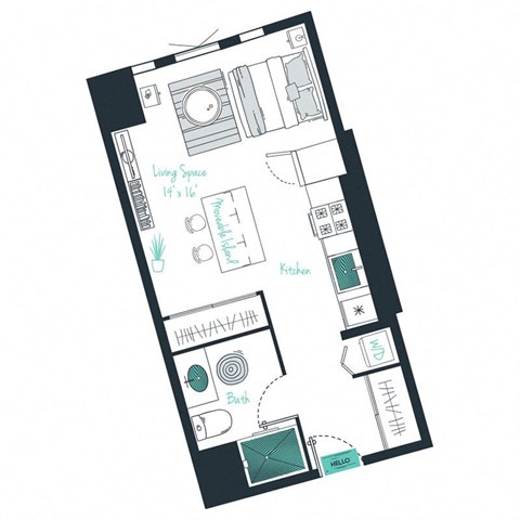 floor plan of a studio apartment