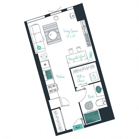 floor plan of a studio apartment