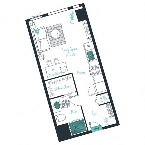 floor plan of a studio apartment