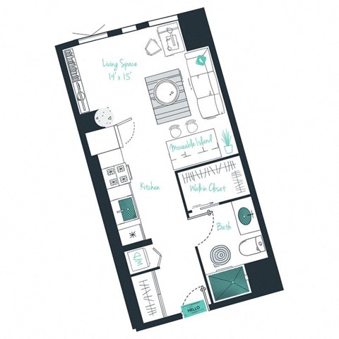 floor plan of a studio apartment