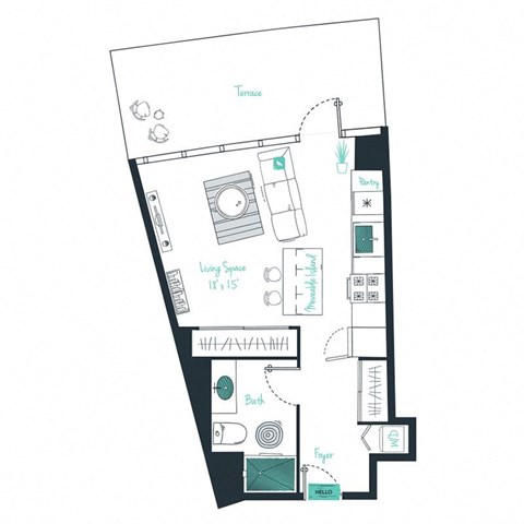 floor plan of a studio apartment