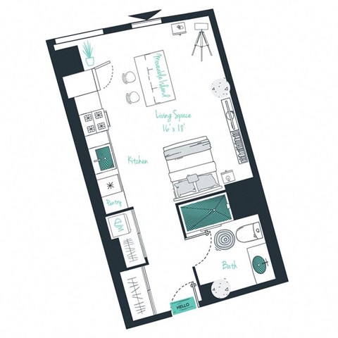 floor plan of a studio apartment