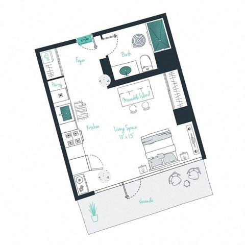 floor plan of a studio apartment