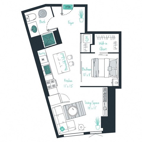 floor plan of a convertible apartment