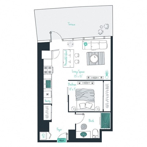 floor plan of a convertible apartment