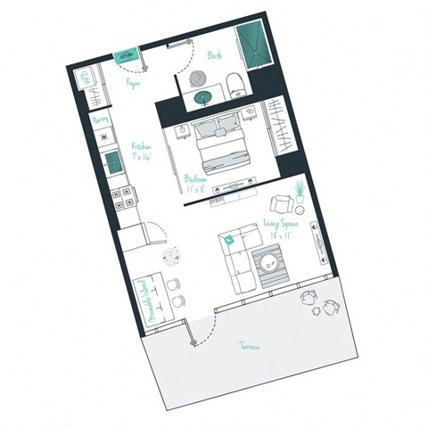 floor plan of a convertible apartment
