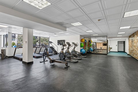 the gym atrium at the m on hennepin