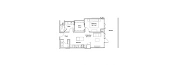 a floor plan of a house with a bedroom and a living room