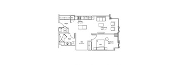a floor plan of a small house with a bedroom and a living room