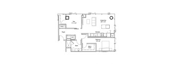 a floor plan of a 1 bedroom floor plan