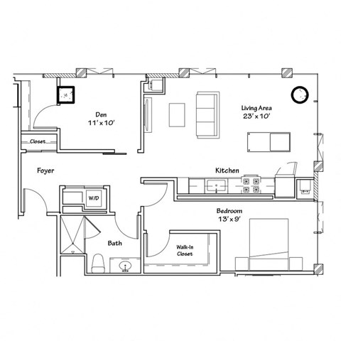 a floor plan of a 1 bedroom floor plan