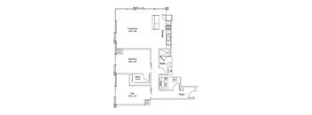 a floor plan of a 1 bedroom floor plan