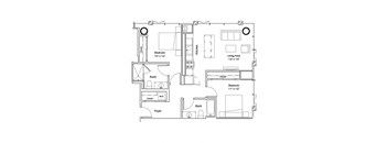 a floor plan of a 1 bedroom floor plan