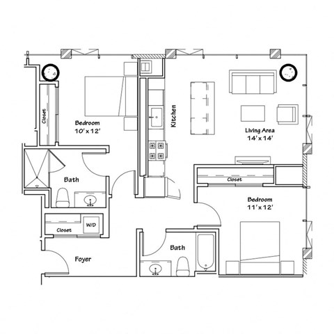 a floor plan of a 1 bedroom floor plan