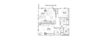 a floor plan of a 1 bedroom floor plan