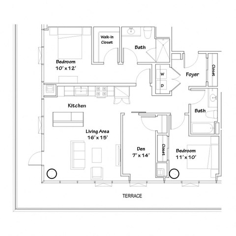 a floor plan of a house with a bedroom and a living room