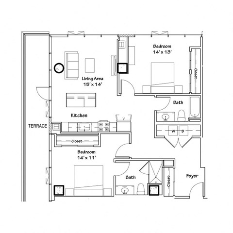 a floor plan of a 1 bedroom floor plan