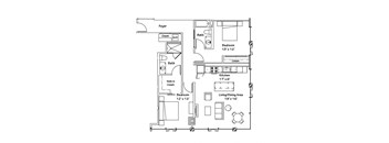 a floor plan of a 1 bedroom floor plan