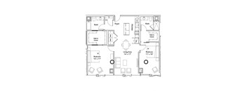 a floor plan of a town house with bedrooms and baths
