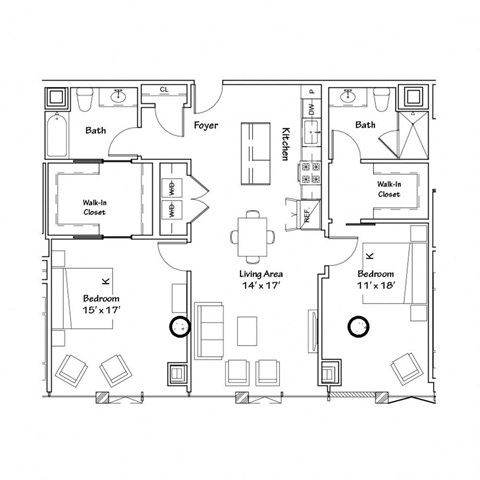 a floor plan of a town house with bedrooms and baths