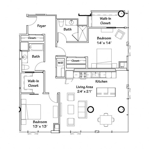a floor plan of a small house with a bedroom and a living room