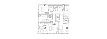 a floor plan of a house with bedrooms and a living room