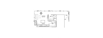 a floor plan of a small house with a bedroom and a living room