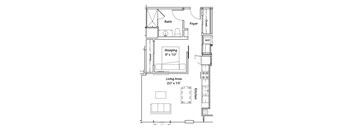 a floor plan of a small house with a bedroom and a living room
