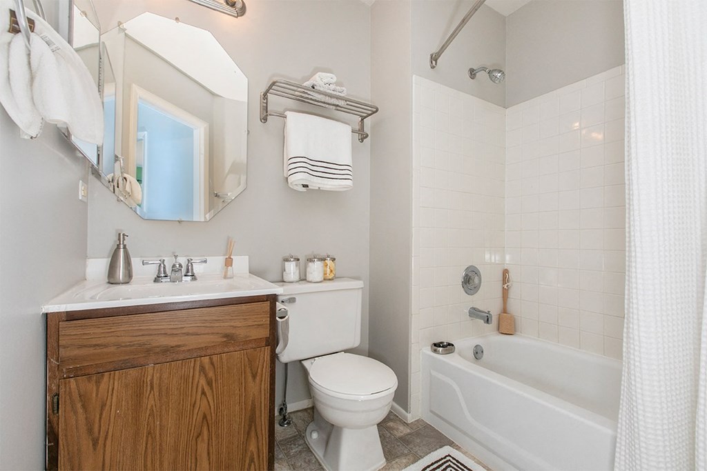 a bathroom with a toilet and a tub and a sink