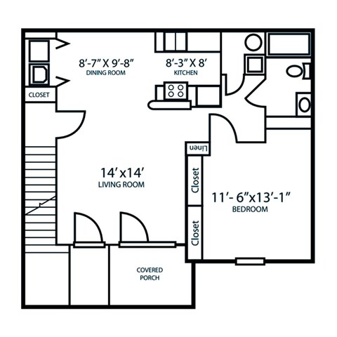 1 Bedroom Barkley Floor Plan