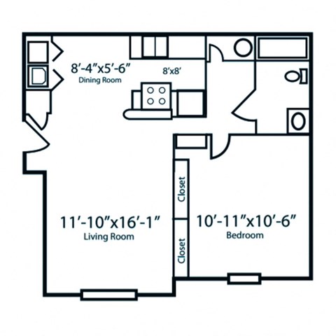 1 Bedroom Hollister Floor Plan