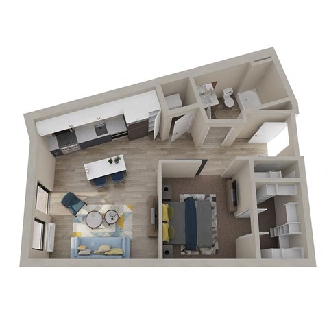 1 bed 1 bath apartment floor plan