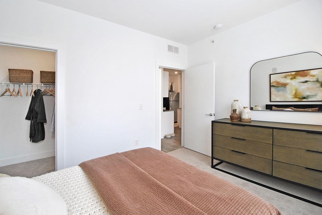 bedroom with a closet and dresser