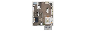 a 1 bedroom floor plan  503 square feet
