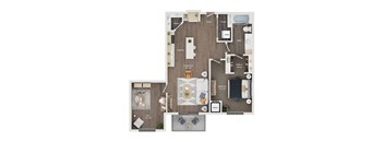 a 1 bedroom floor plan  503 square feet