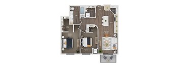 2 bed 1 bath apartment floor plan