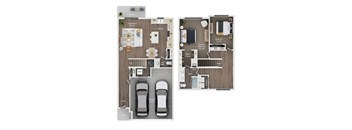 a floor plan of a house with a car in it