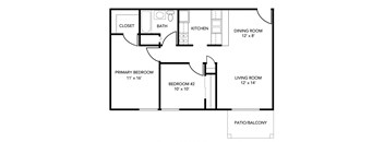 a floor plan of a house with a bedroom and a living room