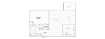 a floor plan of a small house with a bedroom and a living room