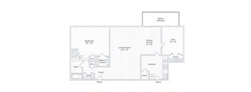 a floor plan of a house with a bedroom and a living room