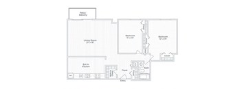 a floor plan of a house with a bedroom and a living room