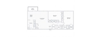a floor plan of a house with a bedroom and a living room