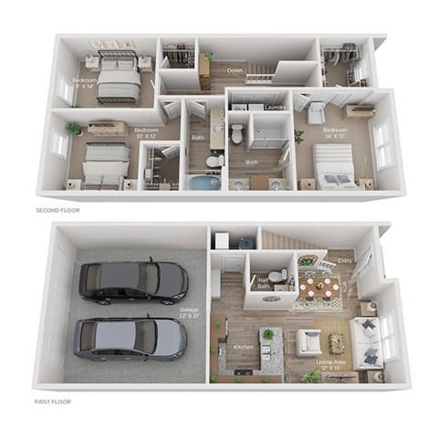 A diagram shows the layout of a two-story house with labeled rooms.